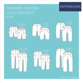 Jujuna, kaavapaketti: Weekend - miesten collegehousut 44-66