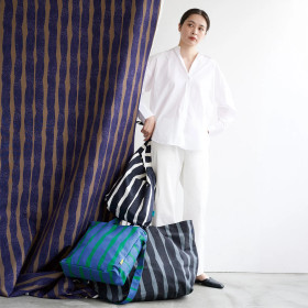 Canvas: Kokka, raidat, tummansininen - luonnonvalkoinen 