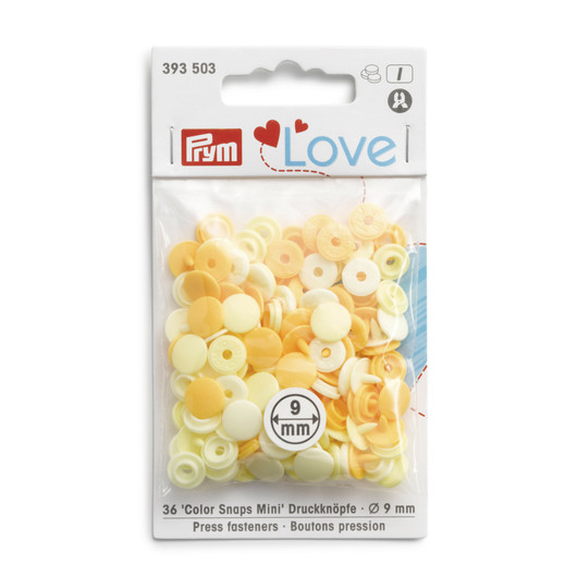 Prym Love: Snaps neppari 9mm, keltainen lajitelma 36kpl