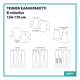 Jujuna, kaavapaketti: Teinien kaavapaketti, 134-170 cm