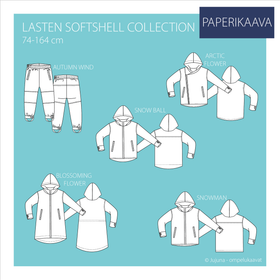 Jujuna, kaavapaketti:  Lasten Softshell Collection 74-164 cm