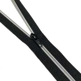 Metrivetoketju spiraali 6mm, musta - hopea, 1m