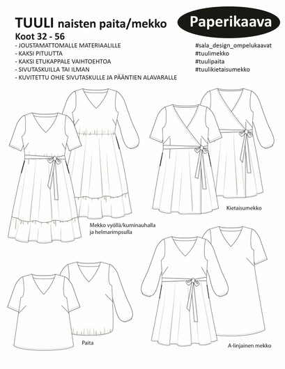 Sala Design: Tuuli, naisten paita/mekkokaava