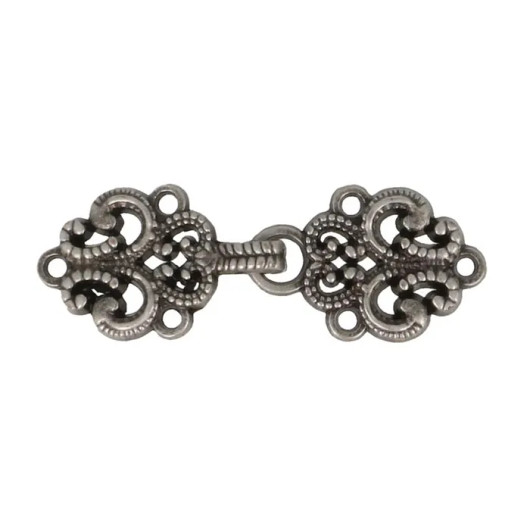 Metallihakanen - villapaidan solki: Koukerot 45mm, hopea / musta