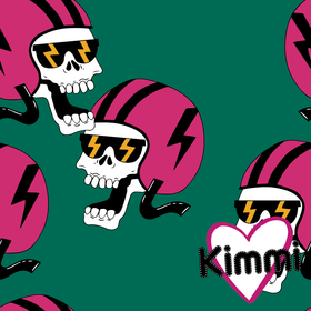 Kimmi: Bikerskull luomupuuvillatrikoo, vihreä