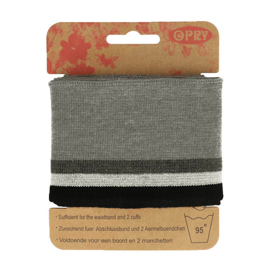 Opry: Reunaresori 6,5cm x 1,1m, raita harmaa - musta - glitteri