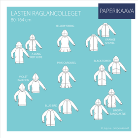 Jujuna, kaavapaketti: Lasten raglancolleget 80-164 cm