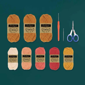 Scheepjes: Isoäidinneliölaukku - virkkauspaketti, ruskea - roosa