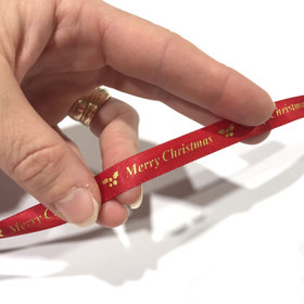 Satiininauha: Merry Christmas, punainen, 10mm / 1m