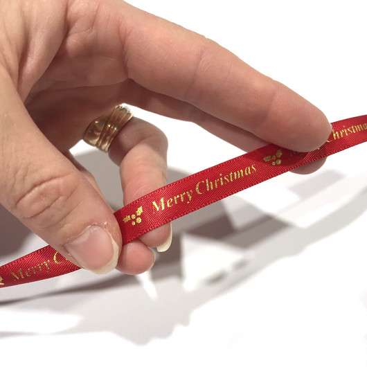 Satiininauha: Merry Christmas, punainen, 10mm / 1m