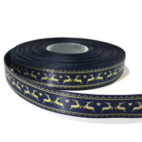 Satiininauha: Porot, tummansininen, 15mm