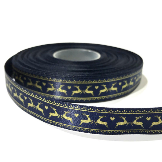 Satiininauha: Porot, tummansininen, 15mm