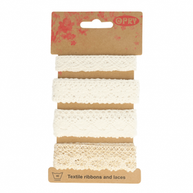 Opry Puuvillapitsi 4 x 1m: Leveä lajitelma, valkoinen