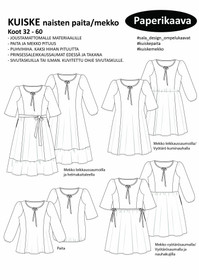 Sala Design: Kuiske, naisten mekko / paita, 32 - 60