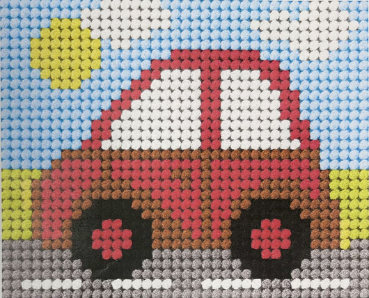 Lasten kanavatyö: Auto 17 x 20,5cm