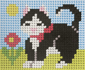 Lasten kanavatyö: Kissa 17 x 20,5cm