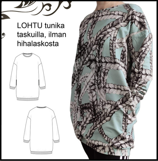 Sala Design: Lohtu, naisten oversize college/tunika, koot XS – XXL