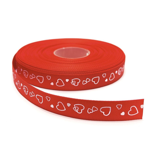 Ripsinauha: Sydämet, punainen, 16mm / 1m