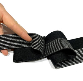 Prym: Taitettava glitterikuminauha 60mm, musta - hopea