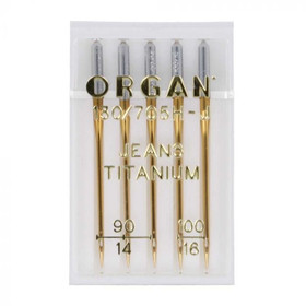 Ompelukoneneula: Organ Jeans TITANIUM, 90/14 - 100/16