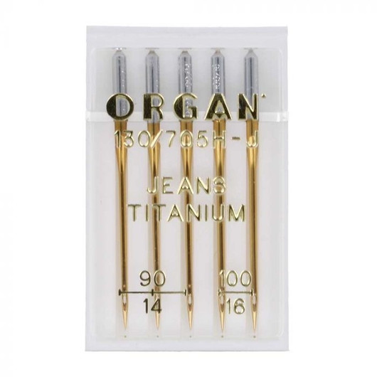 Ompelukoneneula: Organ Jeans TITANIUM, 90/14 - 100/16
