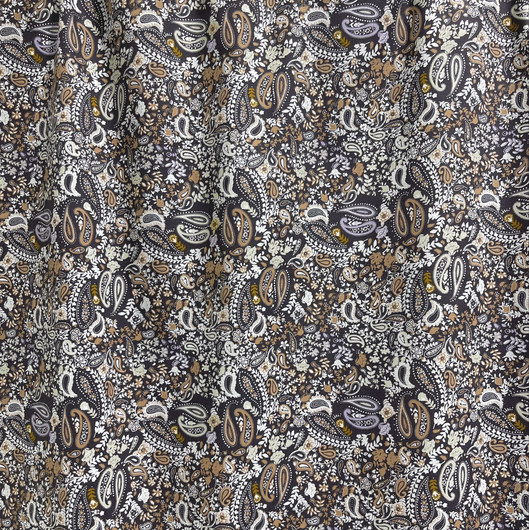 Puuvilla: Paisley, hiilenmusta - vaaleanruskea - okra