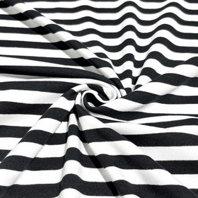 Trikoo: Raita 1cm, musta - valkoinen