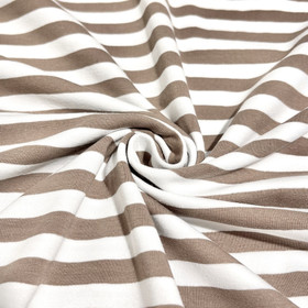 Trikoo: Raita 1cm, vaaleanruskea - valkoinen