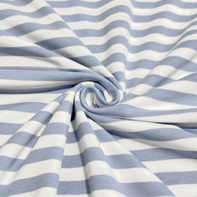 Trikoo: Raita 1cm, vaalea jeans - valkoinen