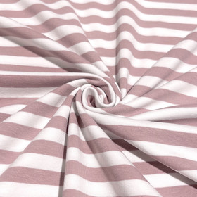 Trikoo: Raita 1cm, vanha roosa - valkoinen