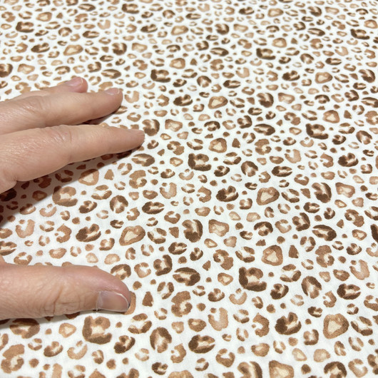 Puuvillapopliini: Leopard, valkoinen - ruskea - beige