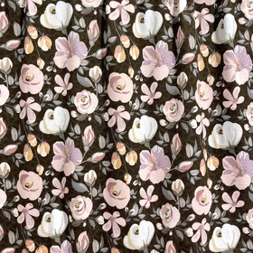 Luomupuuvillatrikoo: Kiinanruusu, tummanruskea - hento vaaleanpunainen