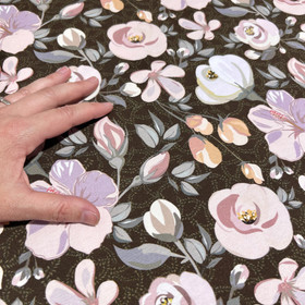 Luomupuuvillatrikoo: Kiinanruusu, tummanruskea - hento vaaleanpunainen