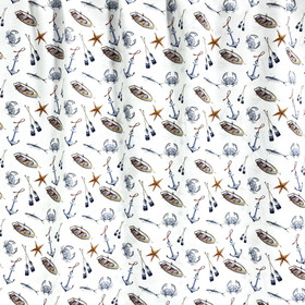 Puuvillapopliini: Veneet ja ankkurit, valkoinen 