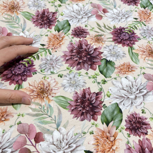 Luomupuuvillatrikoo: Dahlia, vaalea beige