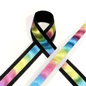 Ripsinauha: Sateenkaariraita 20mm, valkoinen ja musta