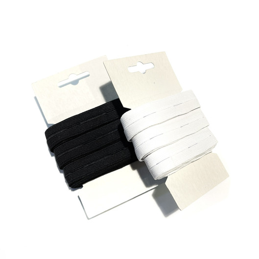 Napinläpikuminauha 15mm / 5m, musta ja valkoinen