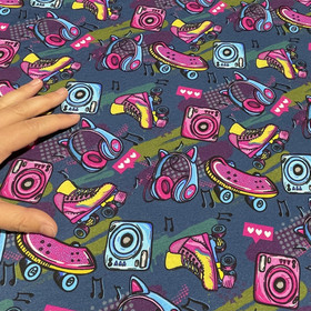 Digitrikoo: Skeittilaudat ja rullaluistimet, jeans - pinkki -vihreä