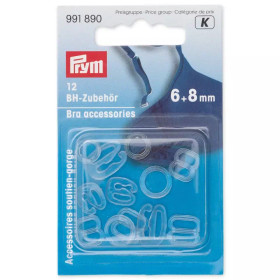 Prym: Rintaliivien olkaimien kiinnitysosat, 6mm ja 8mm, läpinäkyvä