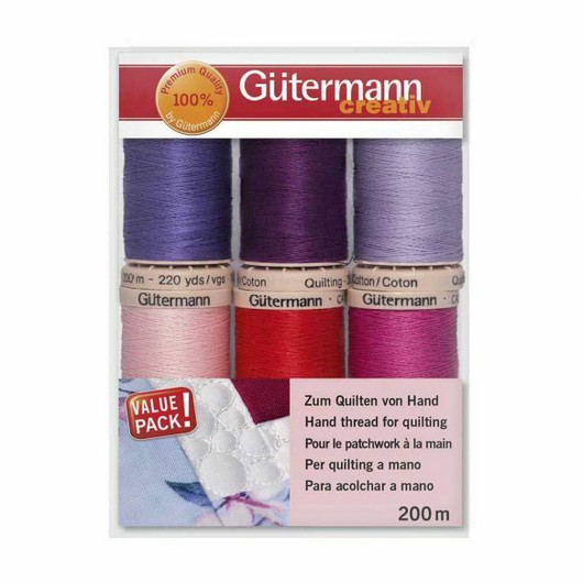 Gütermann Quilting- puuvillaompelulankasetti 6x200m, punaiset sävyt