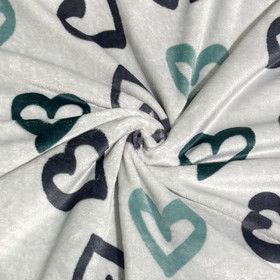 Polar fleece: Suuret sydämet, vaaleanharmaa