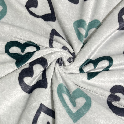 Polar fleece: Suuret sydämet, vaaleanharmaa