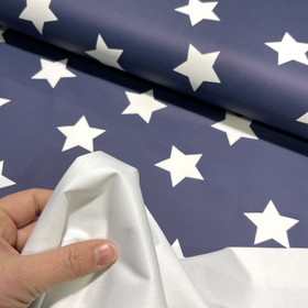 Sadetakkikangas: Tähdet, jeans - valkoinen 