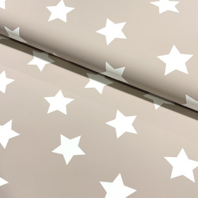 Sadetakkikangas: Tähdet, beige - valkoinen