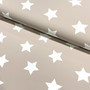Sadetakkikangas: Tähdet, beige - valkoinen