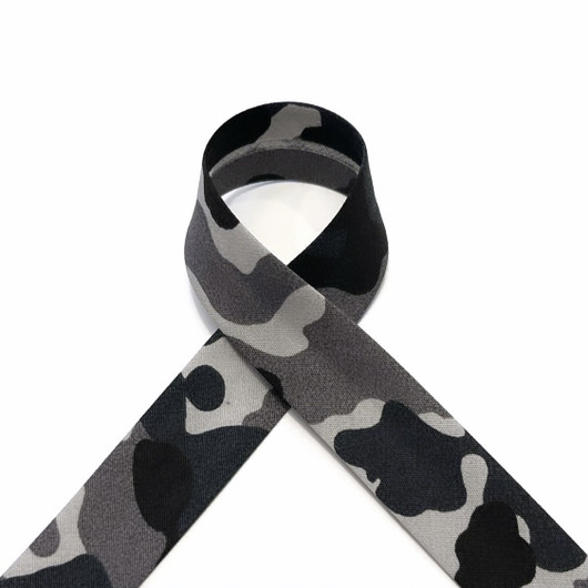 Puuvillavinonauha 18mm / 1m, camo harmaa