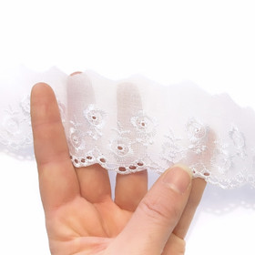 Puuvillabrodyyri 40mm / 1m, valkoinen