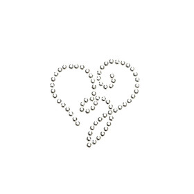 Silitettävä strassi -merkki, hopea sydän