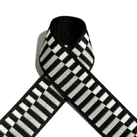 Prym: Laukkuhihna 40mm, poikkiraita, harmaa - musta -valkoinen