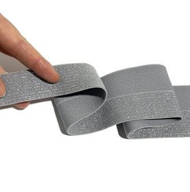 Prym: Taitettava glitterikuminauha 60mm, harmaa - hopea